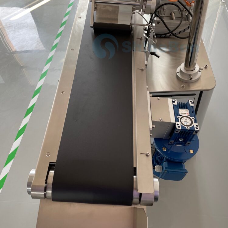 Conveyor belt of top labeling machine