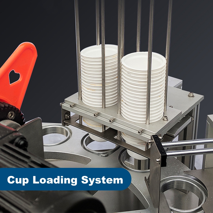Cup loading system of the rotary cup fill seal machine