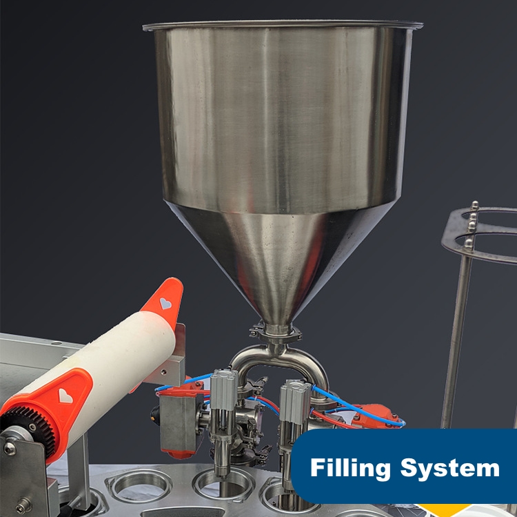 Filling System of the rotary cup fill seal machine