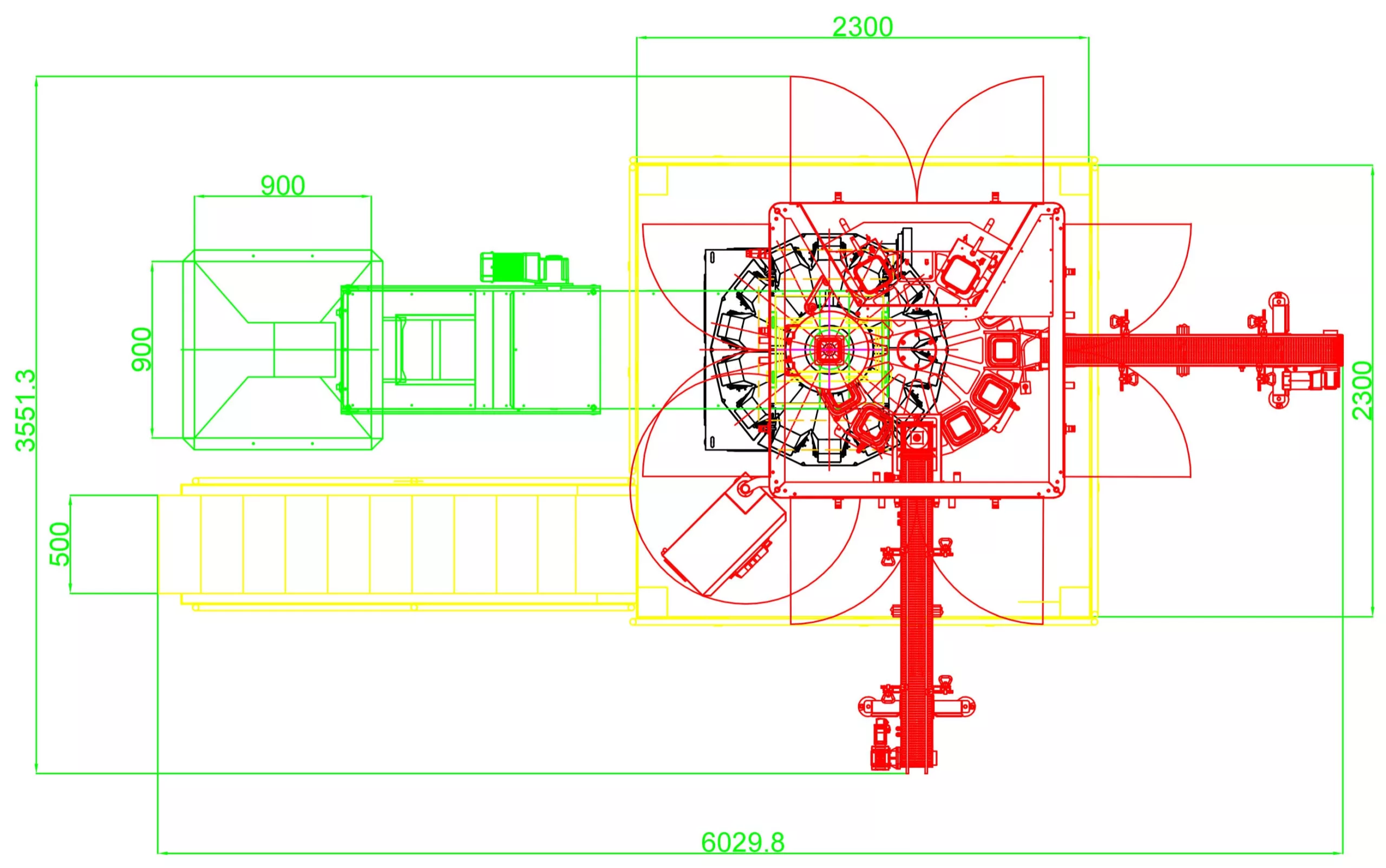 Layout of the rotary tub fill seal machine